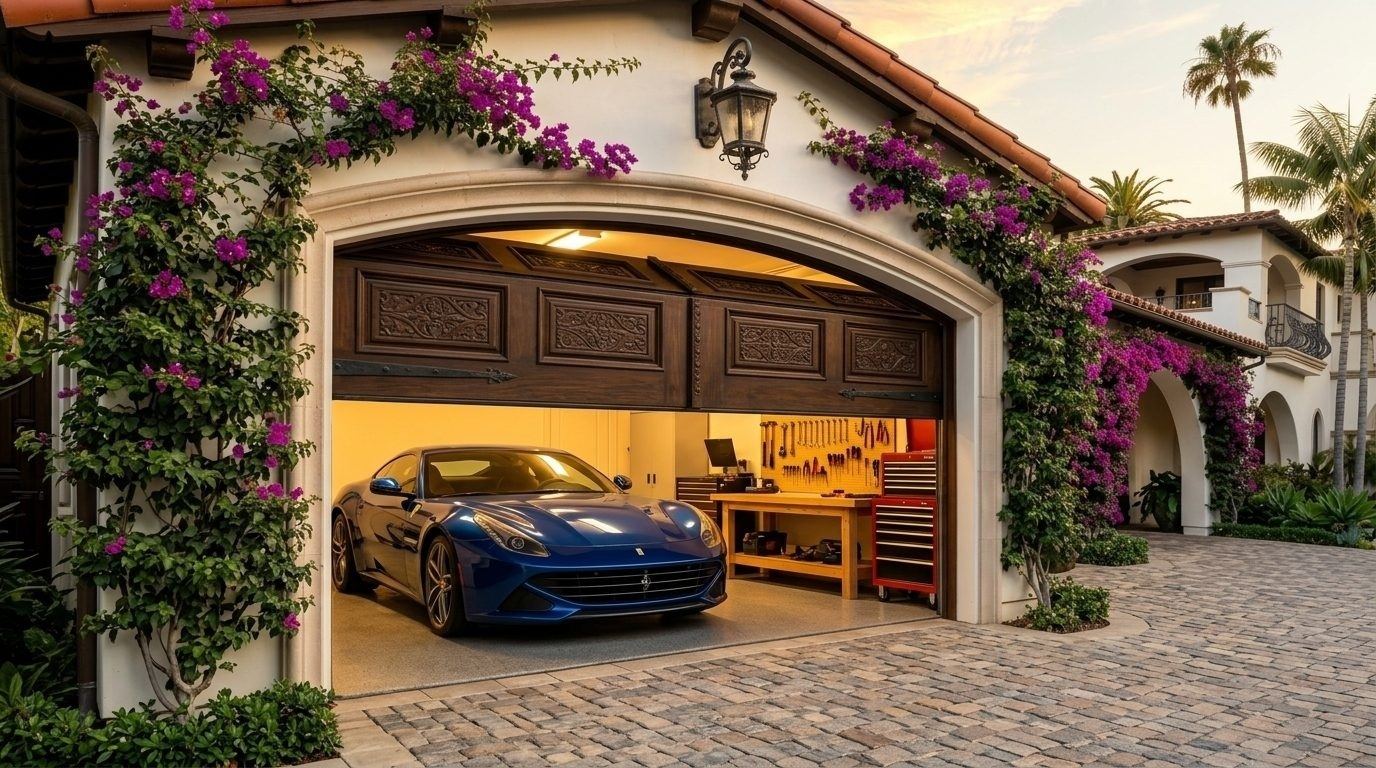 Powell Local Garage Door Overhead Garage Door Gliding Open in North Hollywood, CA